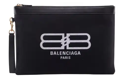 Balenciaga Cotton With Leather Clutch Regular Men's Black
