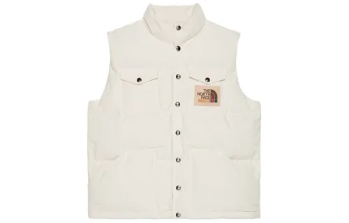 GUCCI X THE NORTH FACE Gucci X The North Face Down Vests Unisex White Stand Collar Thickened And Fleece Lined Other
