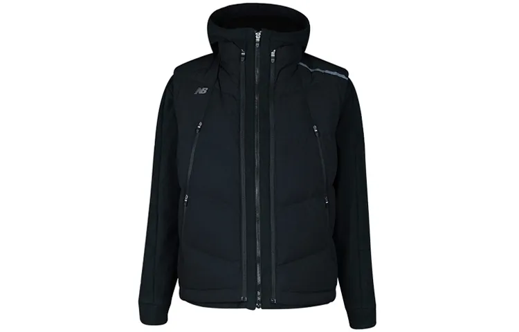 New Balance Down Vests Men's Black Hooded Thickened