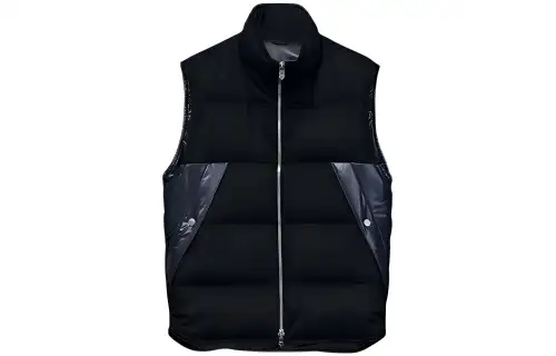 HERMES Vests Men's Black Stand Collar Moderate Other