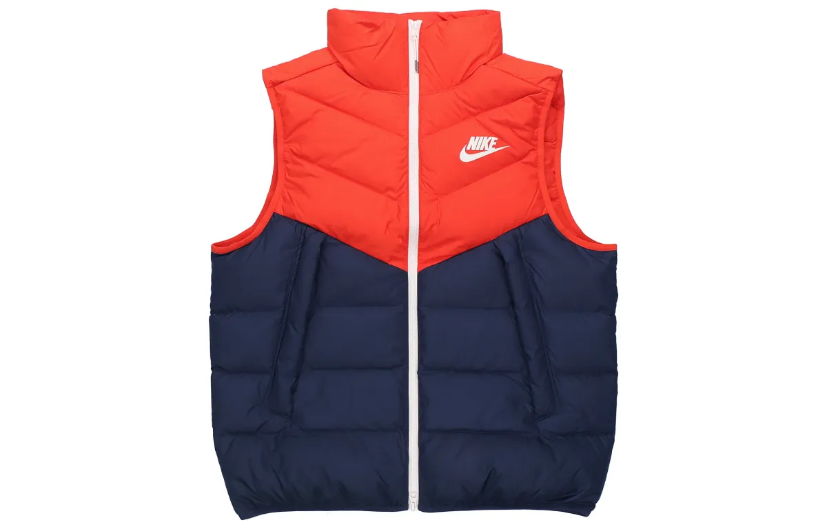 Nike Down Vests Men's Pepper Red Stand Collar Moderate Straight Fit