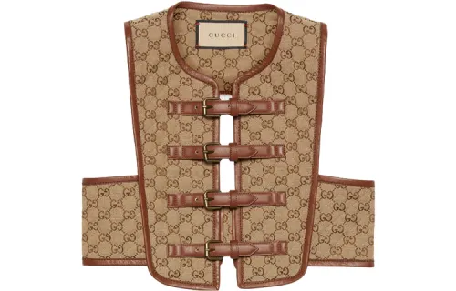 GUCCI Vests Men's Khaki Crew Neck Moderate Other
