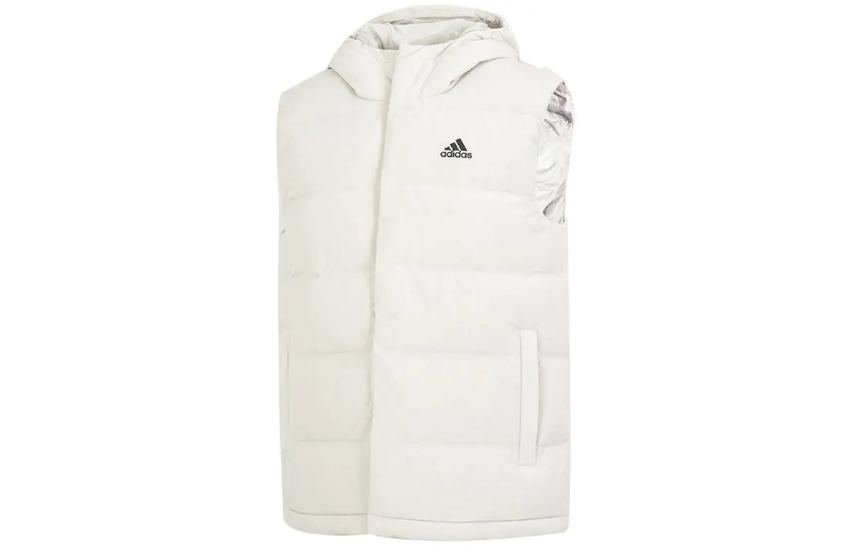 Adidas Down Vests Men's White Stand Collar Moderate Other