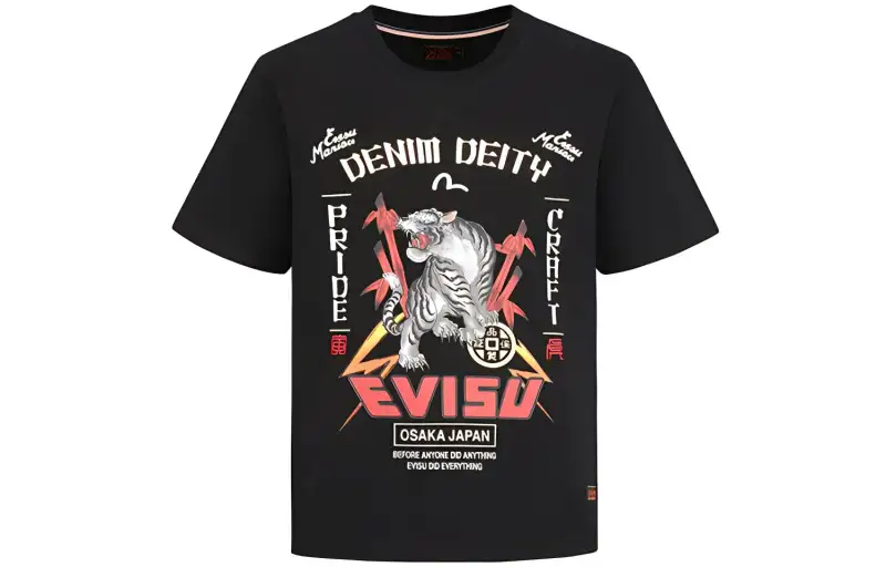 EVISU T Shirts Men's Crew Neck Moderate Straight Fit