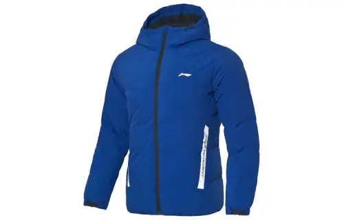 Li Ning Down Jackets Men's Dark Blue Hooded Thickened