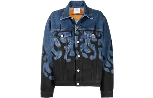 Vetements Denim Jackets Unisex Blue Lapel Moderate Straight Fit