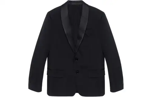 Bottega Veneta Business Suits Men's Black Suit Collar Moderate Business Suit