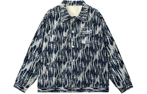 ER Denim Jackets Unisex Lapel Moderate Straight Fit