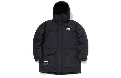 Li Ning Down Jackets Men's Black Hooded Moderate