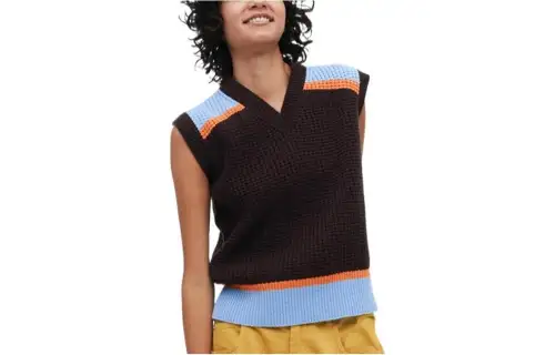 UNIQLO Vests Unisex Light Umber V Neck Moderate