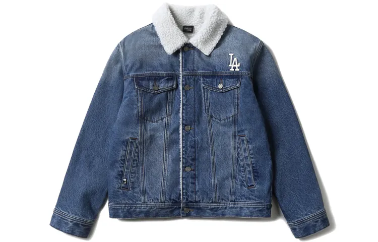 MLB Los Angeles Dodgers Denim Jackets Unisex Blue Square Collar Moderate Other
