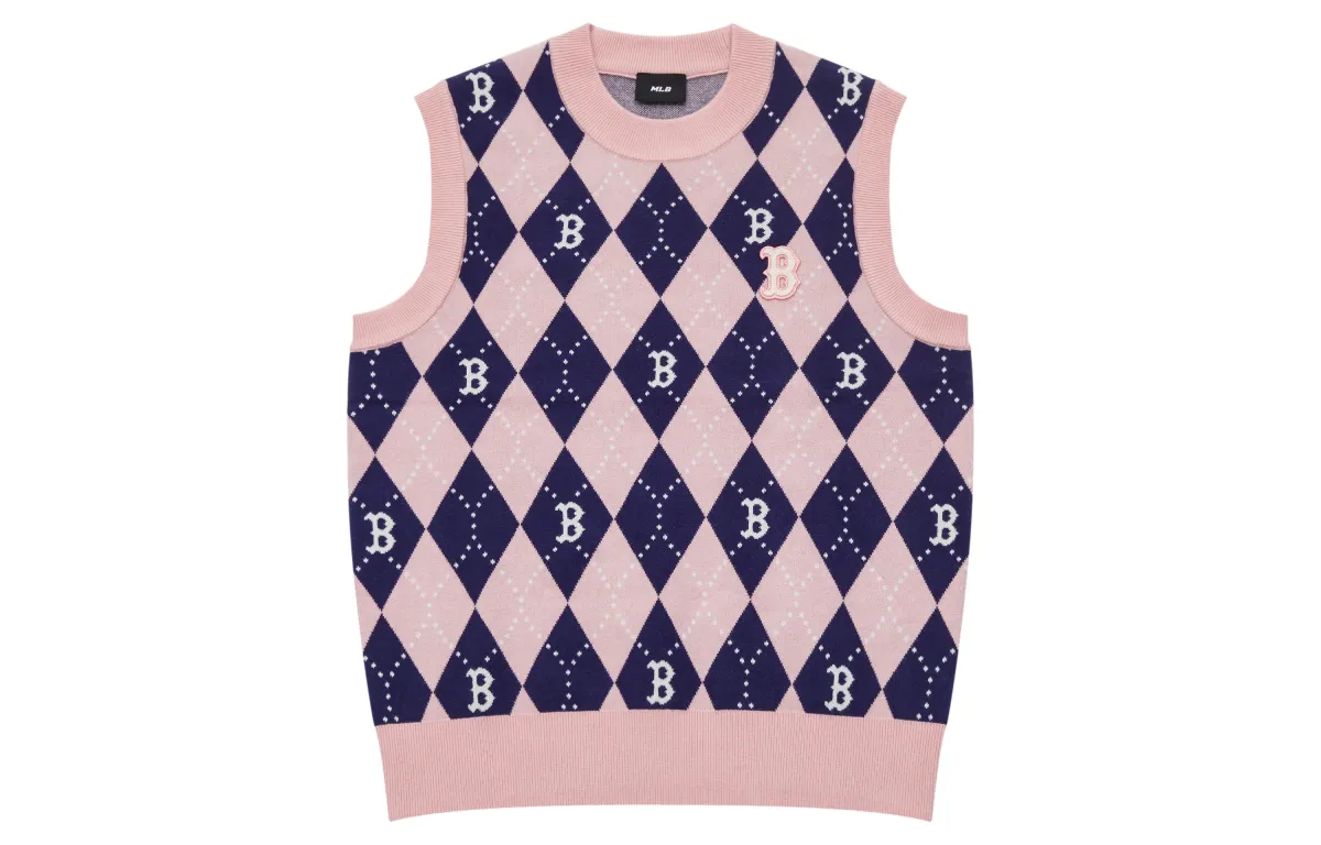 MLB Vests Women's Pink Crew Neck Knitted Fabric
