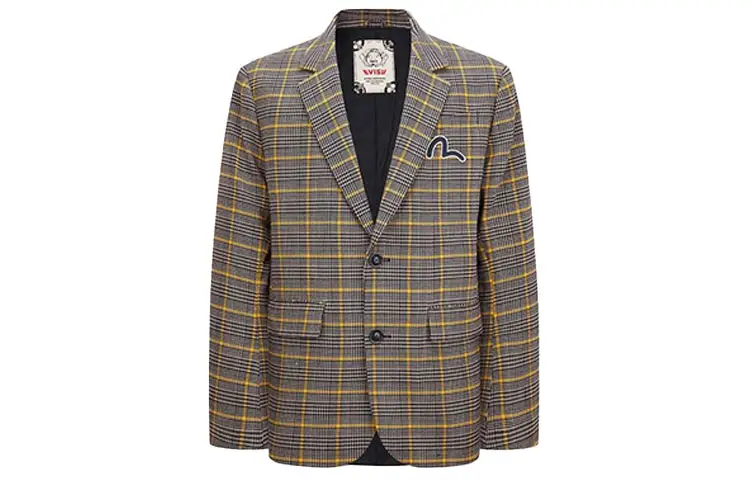 EVISU Business Suits Men's Plaid Pattern Suit Collar Moderate Other