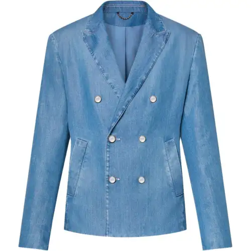 LOUIS VUITTON Double-Breasted Tailored Chambray Jacket