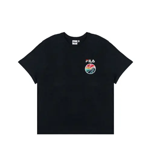 FILA T Shirts Unisex Black Blk Crew Neck Moderate Straight Fit