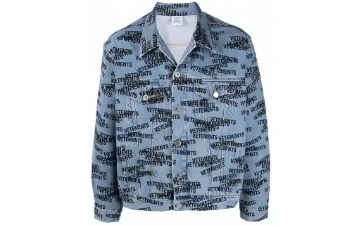 Vetements Denim Jackets Unisex Blue Lapel Moderate Straight Fit