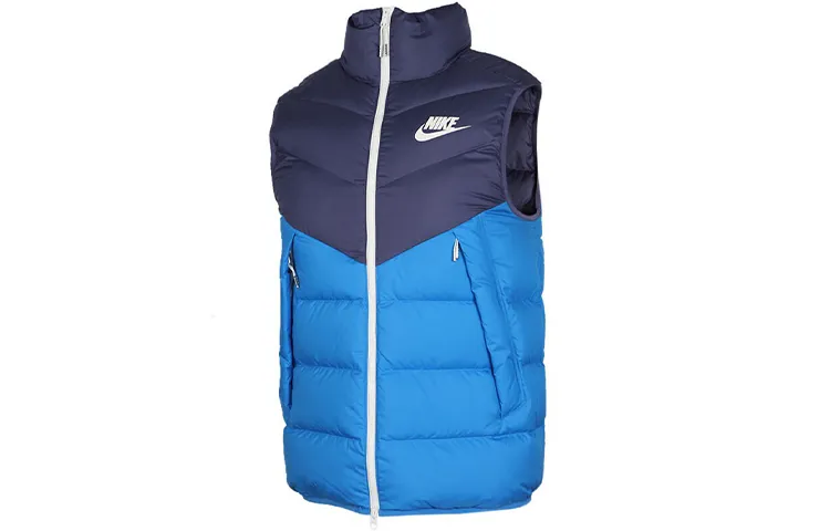 Nike Down Vests Men's Blue Collarless Moderate Urban Techwear
