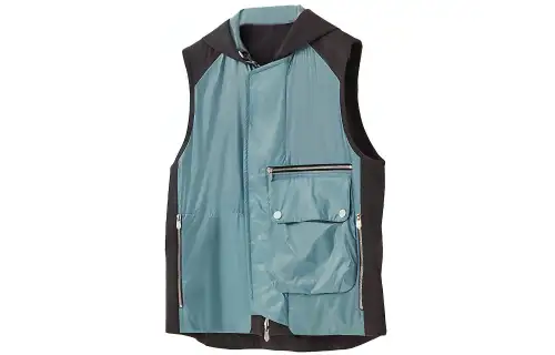 HERMES Vests Men's Blue Hooded Non Detachable Moderate Other