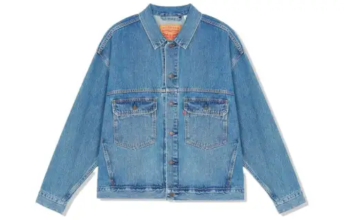 Levis Denim Jackets Men's Blue Lapel Moderate Straight Fit