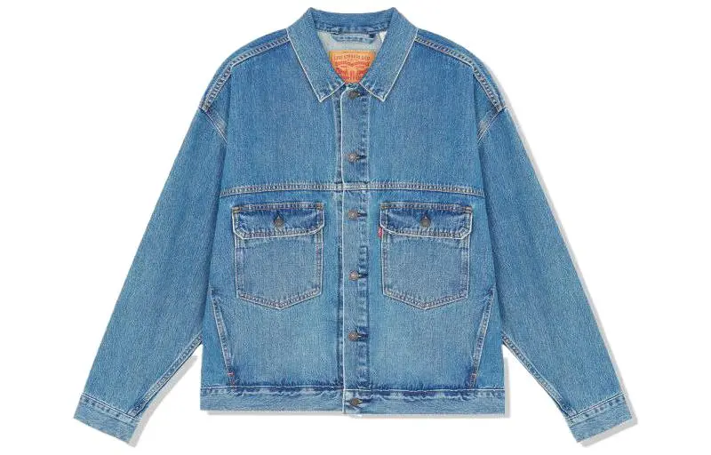 Levi's Denim Jackets Men's Blue Lapel Moderate Straight Fit