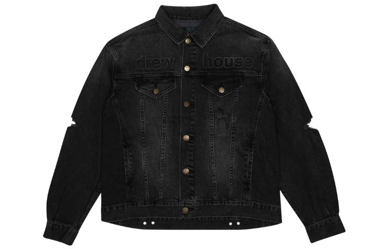 Drew house Flame Series Denim Jackets Unisex Black Lapel Moderate