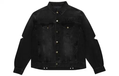 Drew house Flame Series Denim Jackets Unisex Black Lapel Moderate