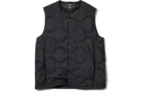 UNIQLO Down Vests Men's Black Crew Neck Moderate Other