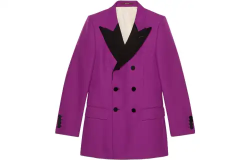 GUCCI Velvet Detail Double Breasted Blazer