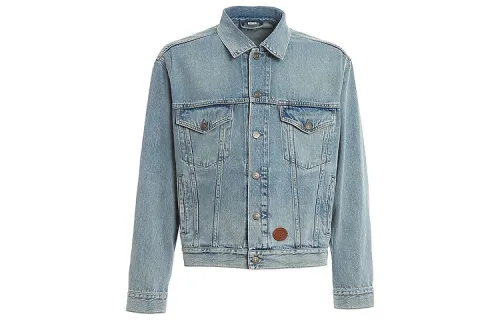 GUCCI Denim Jackets Men's Blue Lapel Moderate Straight Fit