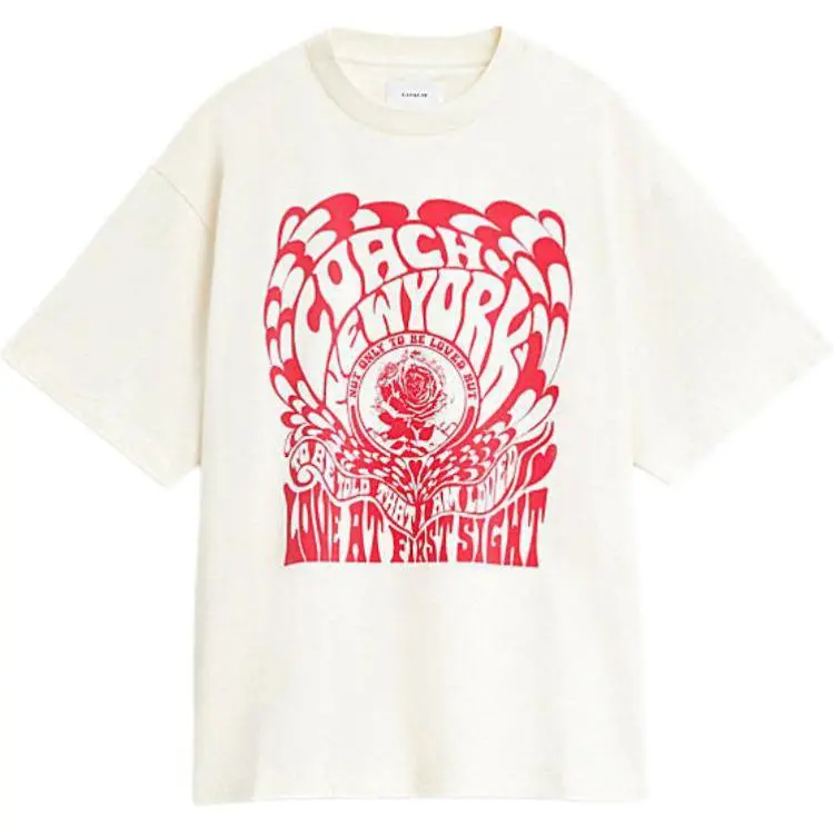 COACH T-Shirts Men's White Crew Neck Moderate