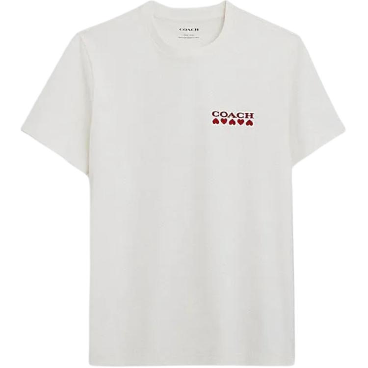 COACH SS24 Logo Letter Heart Print Crew Neck Short Sleeved Men's T Shirt