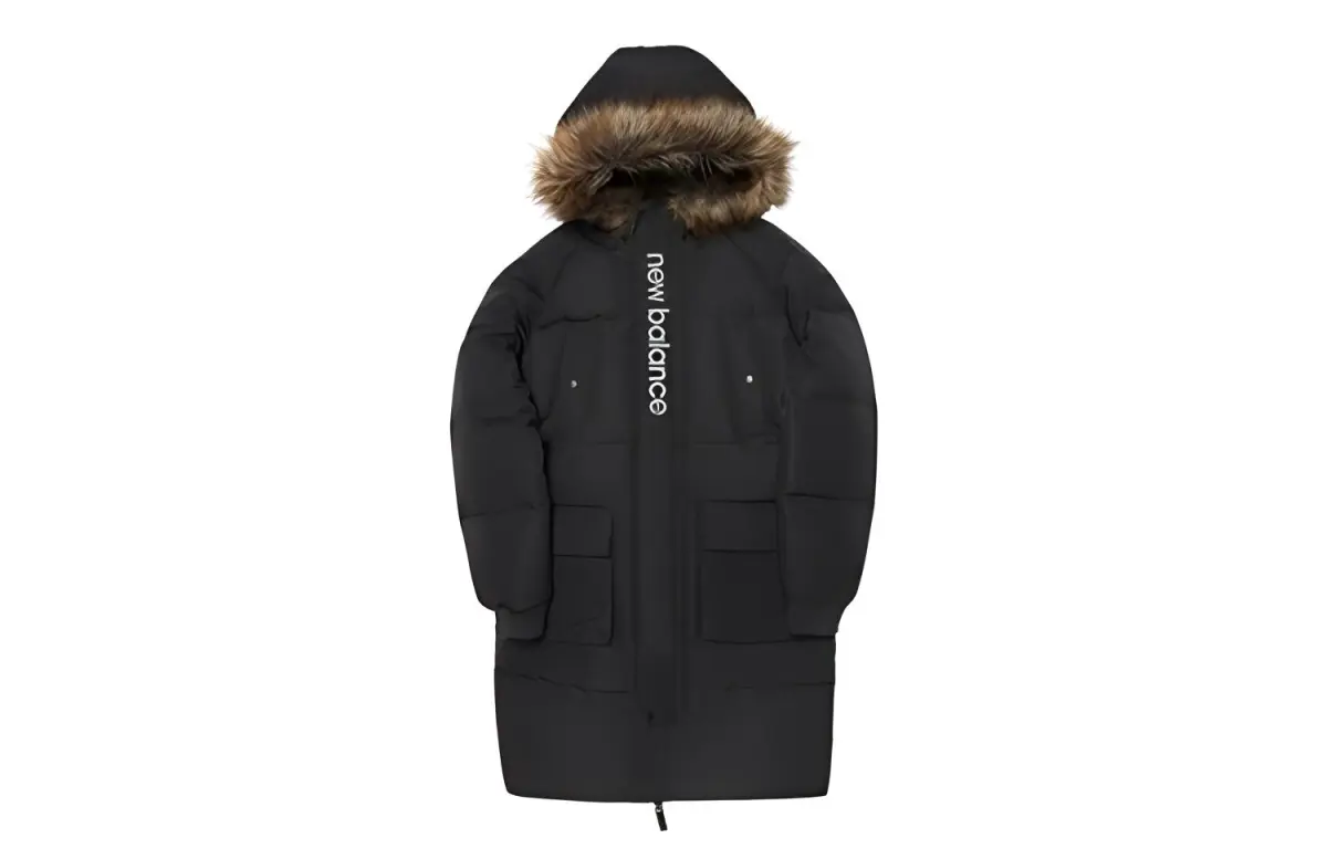 New Balance Down Jackets Men's Black Hooded Moderate Straight Fit