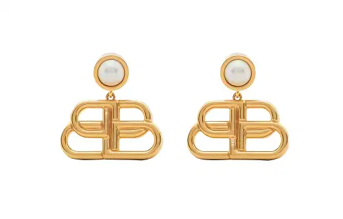 Balenciaga Pearl, Gold Earrings Women's Gold