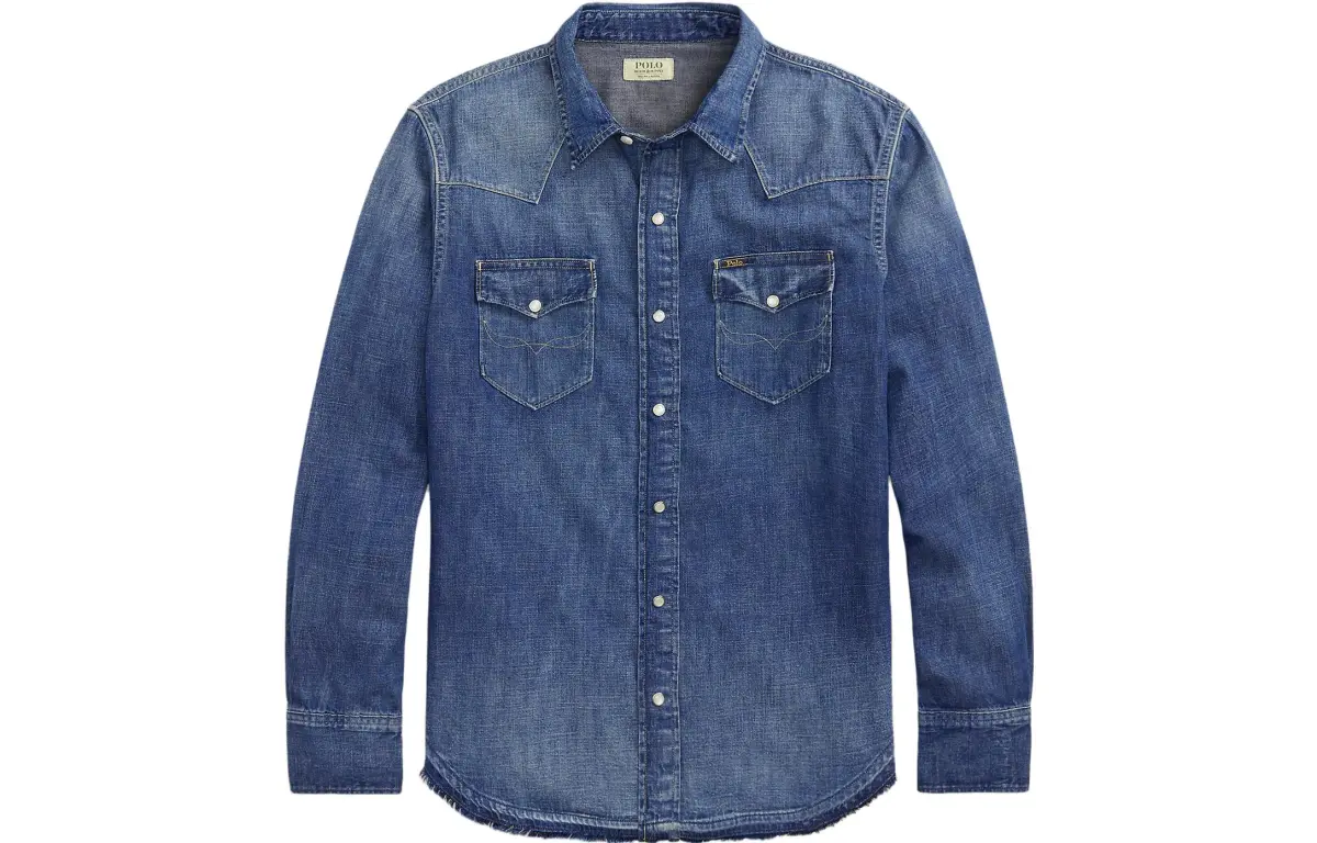 Polo Ralph Lauren Denim Jackets Men's Blue Lapel Moderate Straight Fit