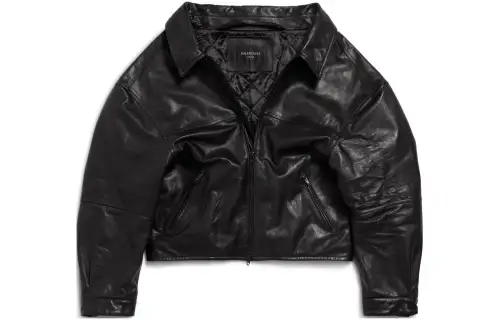 Balenciaga Off Shoulder Leather Jacket