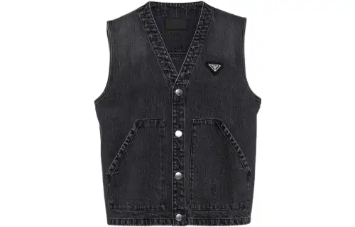 PRADA Triangle-logo Denim Vest