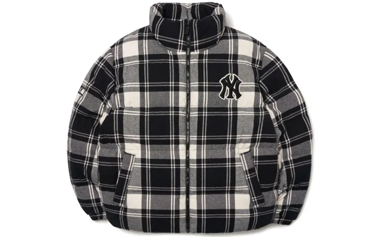 MLB New York Yankees Puffer Jackets Unisex Black Stand Collar Moderate Straight Fit
