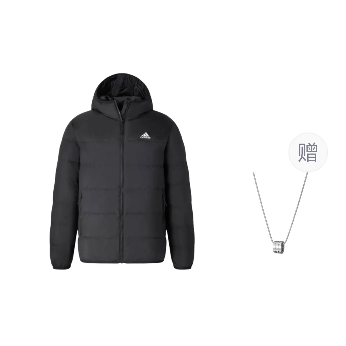 Adidas Down Jacket Unisex Black, Comes With Necklace