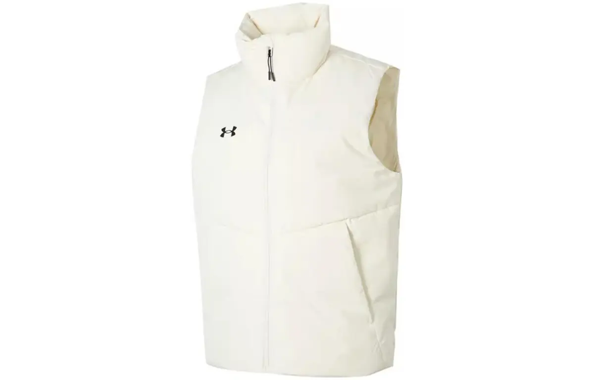 Under Armour Down Vests Unisex White Stand Collar Moderate Other