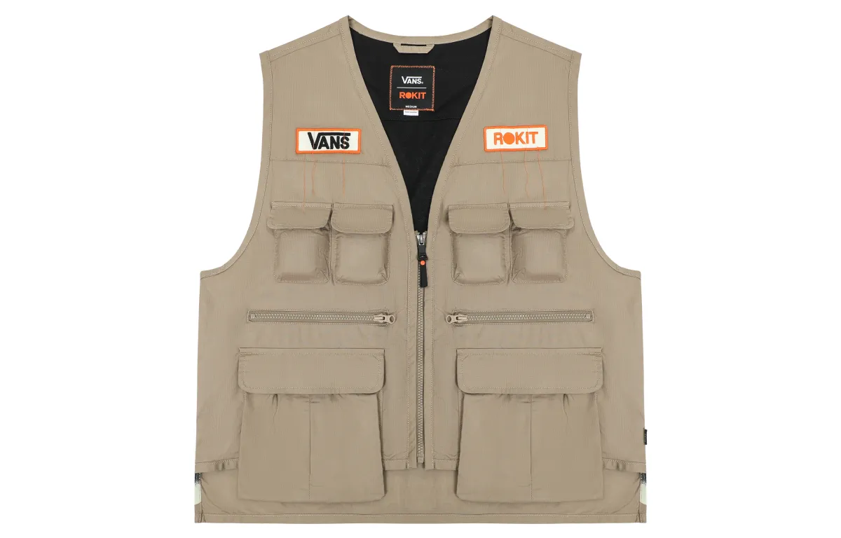 Vans Vests Unisex Khaki Collarless Moderate Fishing