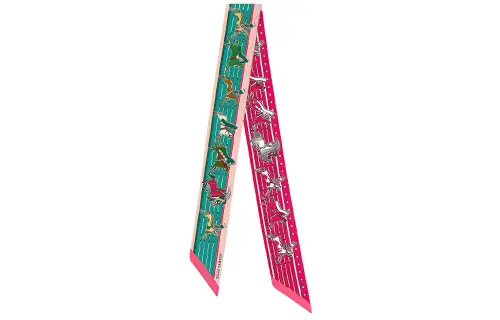 HERMES Twilly Scarves Women's Duck Green Pink