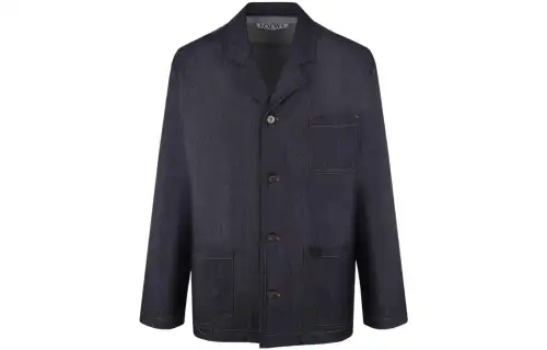 LOEWE Denim Jackets Men's Denim Blue Suit Collar Moderate Straight Fit
