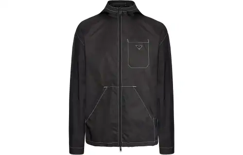 PRADA Jackets Men's Black Stand Collar Moderate Other