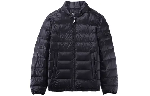 PRADA Down Jackets Men's Black Stand Collar Thin Other