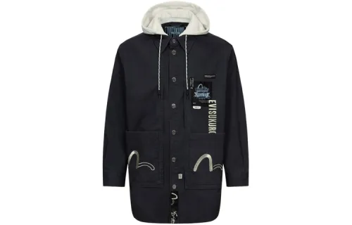 EVISU Jackets Men's Dark Gray Hooded Moderate Other