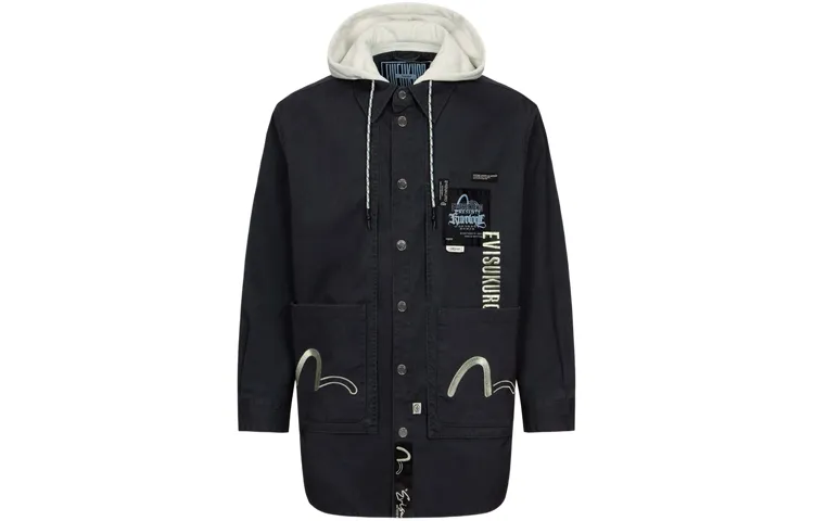 EVISU Jackets Men's Dark Gray Hooded Moderate Other