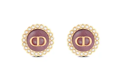 DIOR Stud Earrings Women's Pink/Gold