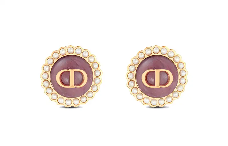 DIOR Stud Earrings Women's Pink/Gold
