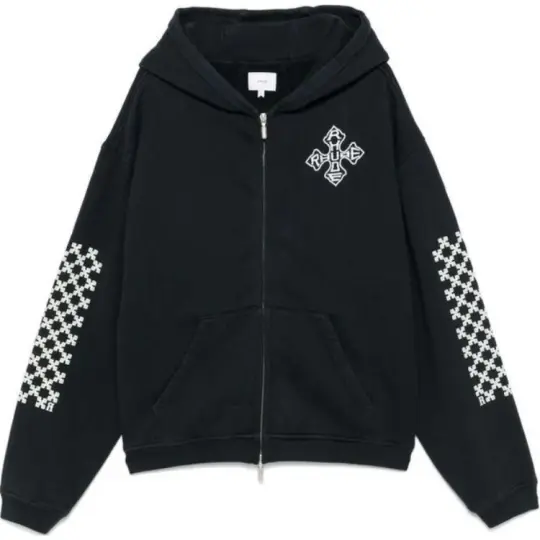 RHUDE Cross Logo Zip Up Hoodie