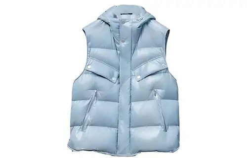 HERMES Vests Men's Gray Green Hooded Non Detachable Moderate Other